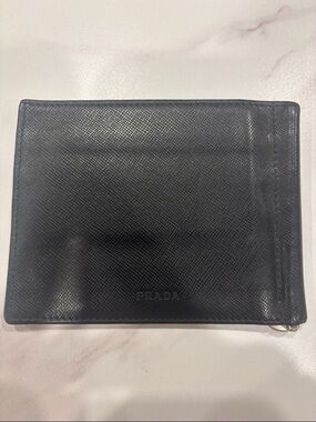 Prada Black Saffiano Leather Bi-Fold Card & Key Holder